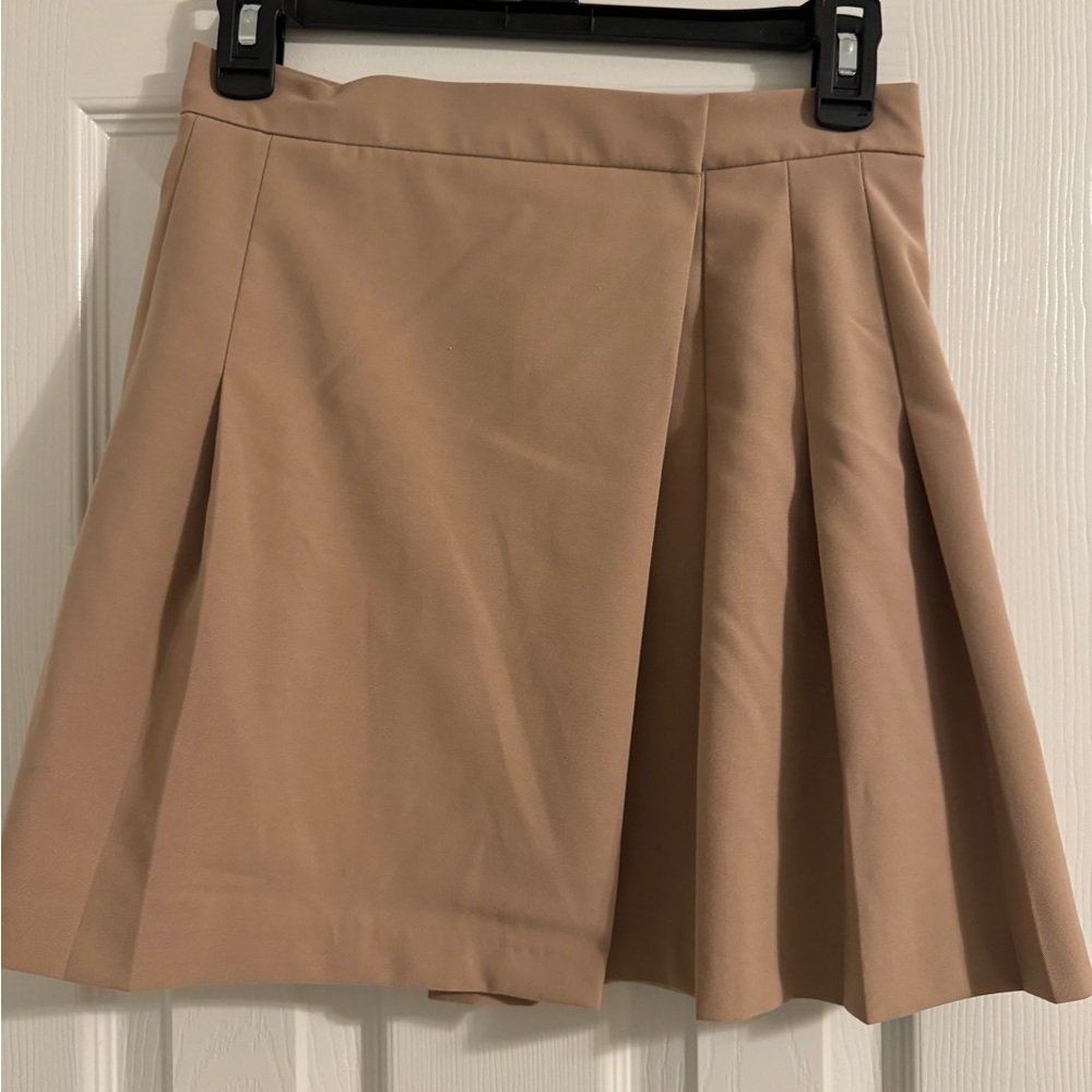 ASOS Tan Pleated Wrap Skirt, Size 4